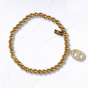 Diamante charm beaded bracelet