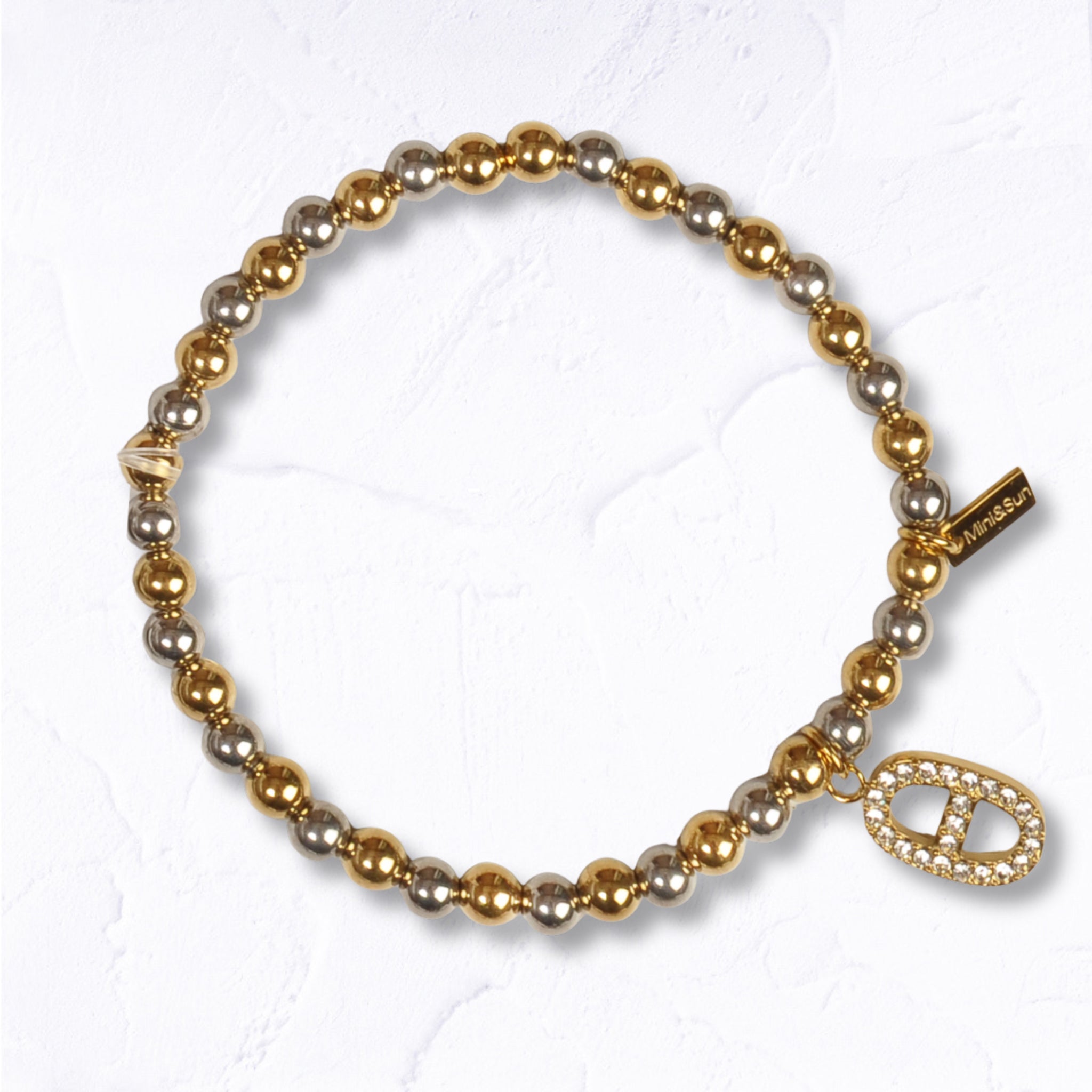 Diamante charm beaded bracelet