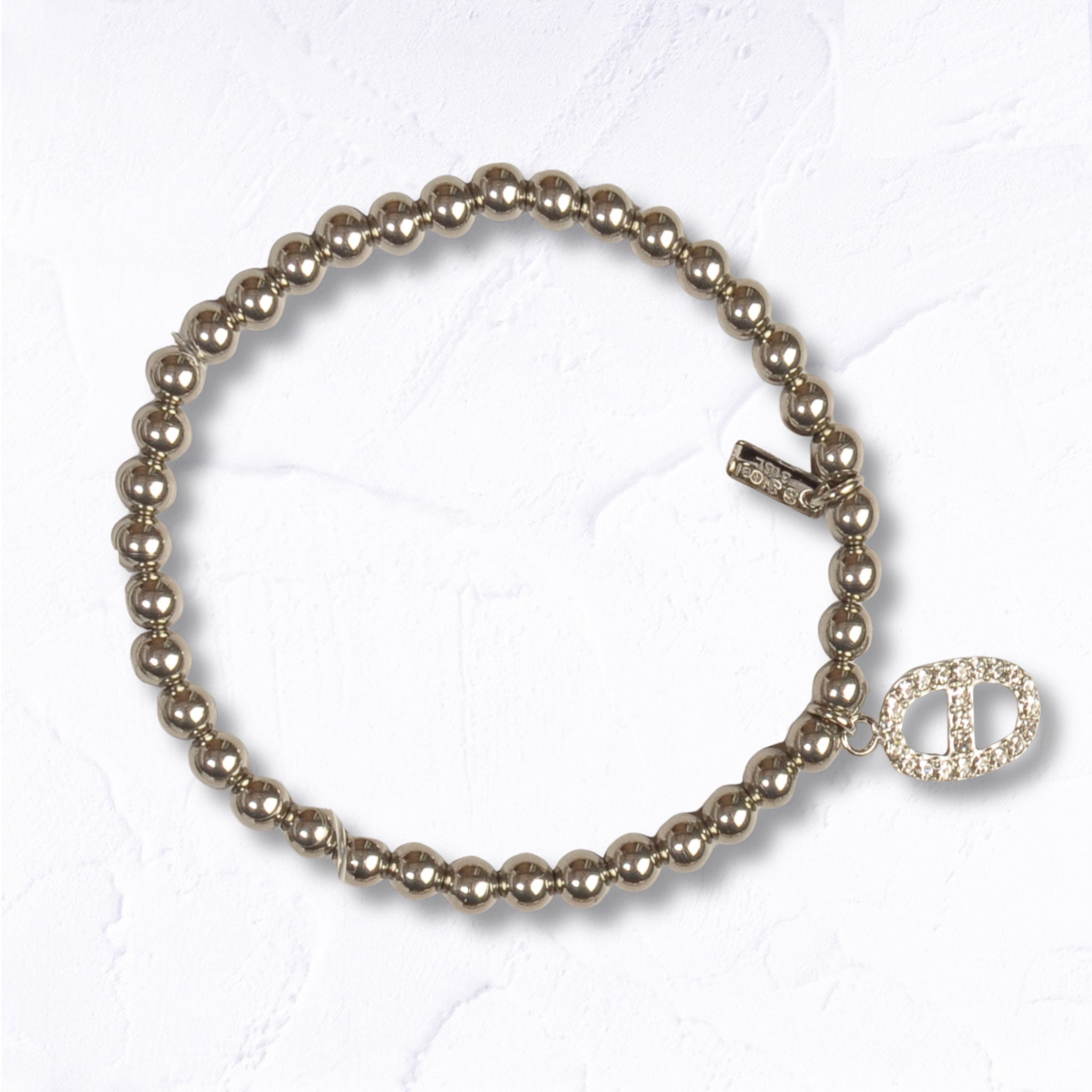 Diamante charm beaded bracelet