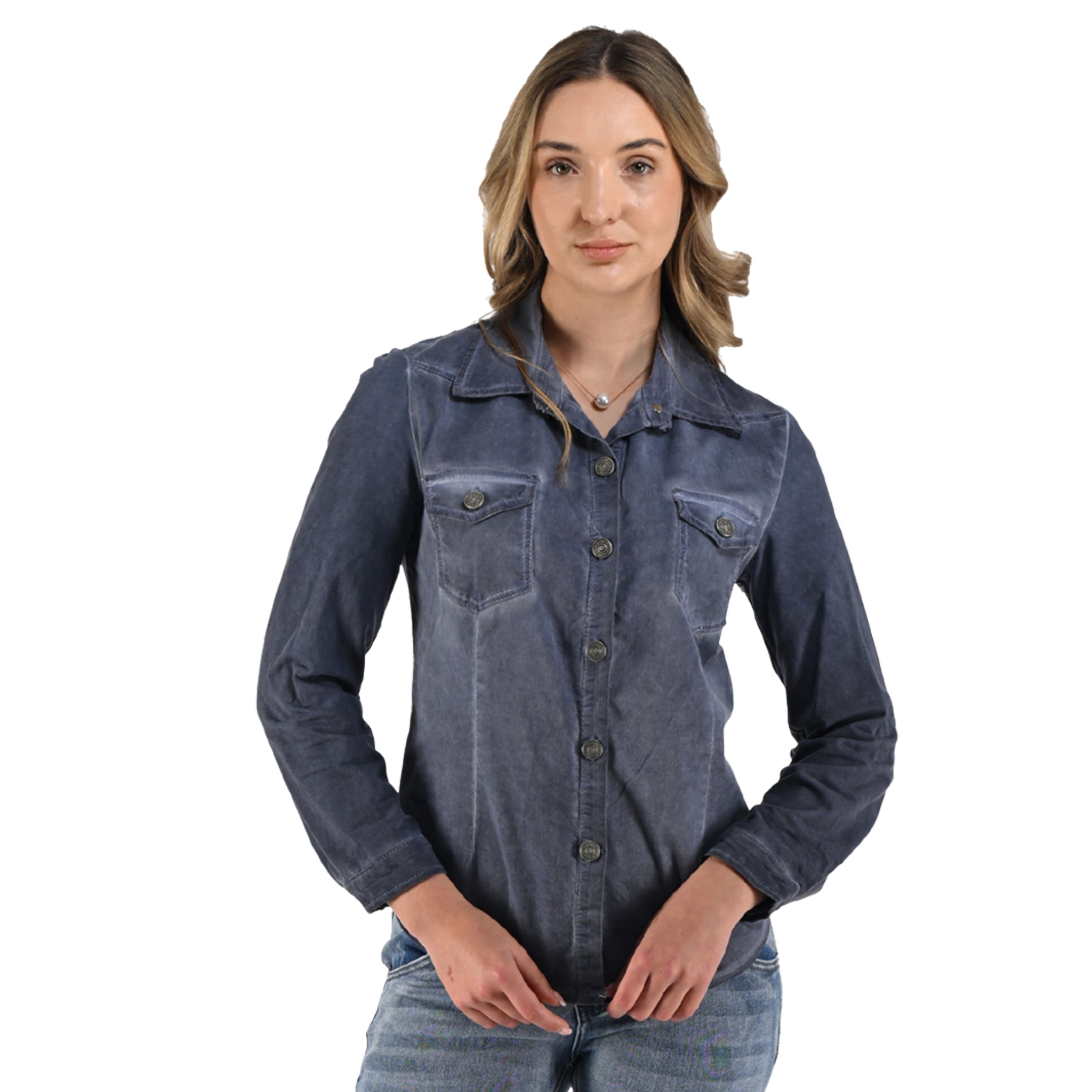 2 Textured denim style overdyed shirt