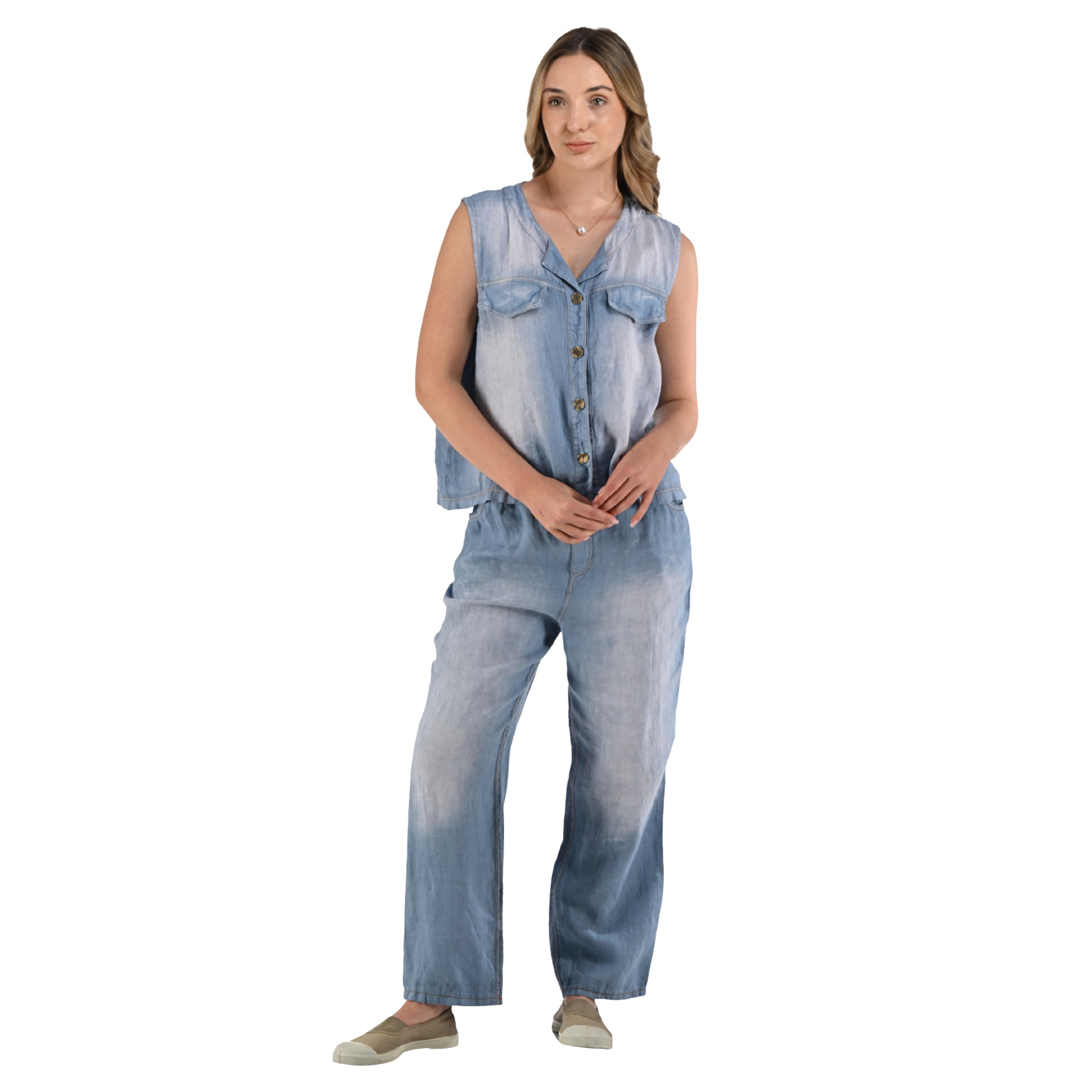 100% Linen denim style waistcoat