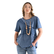 2-Textured hi-lo panel t-shirt