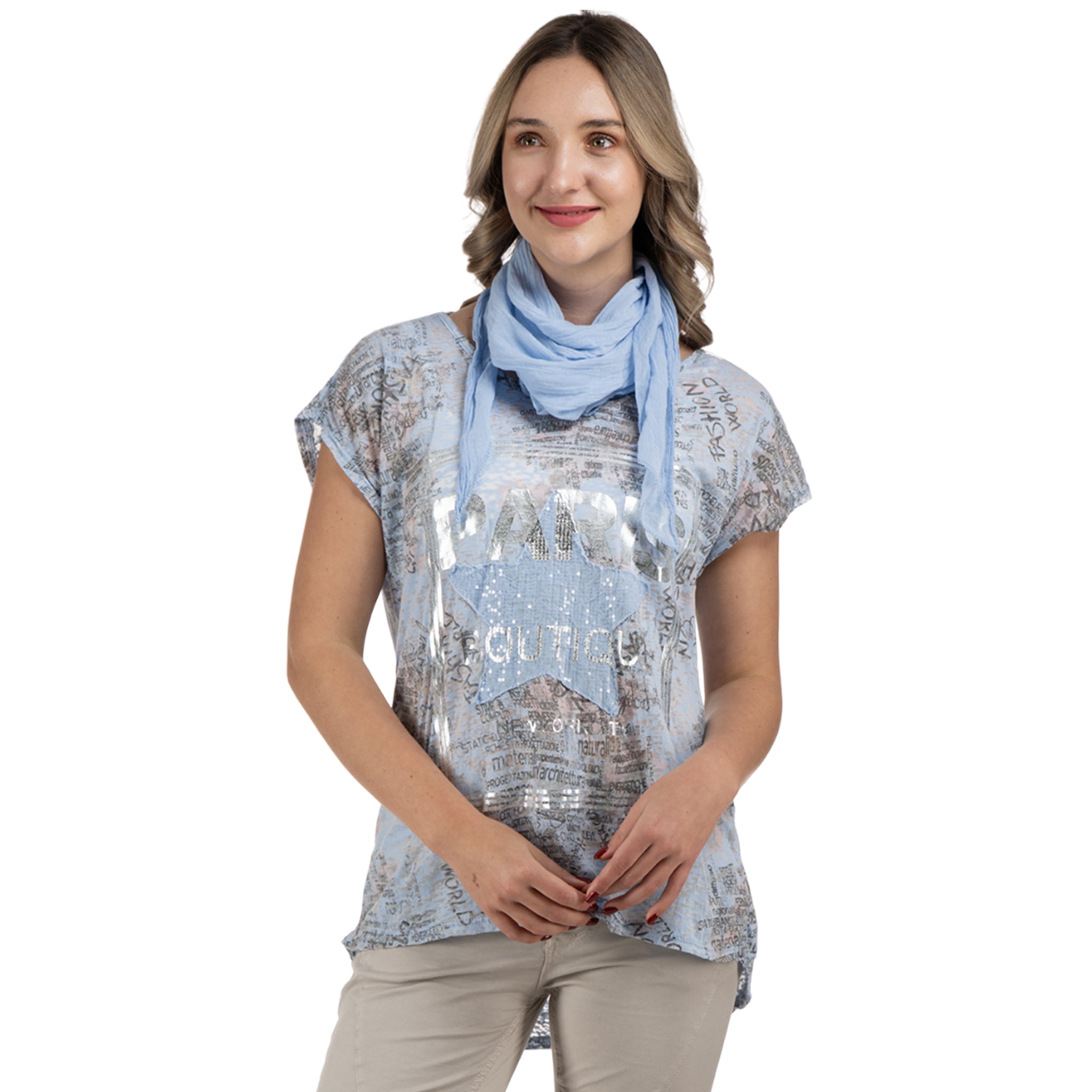 Foil Paris print top
