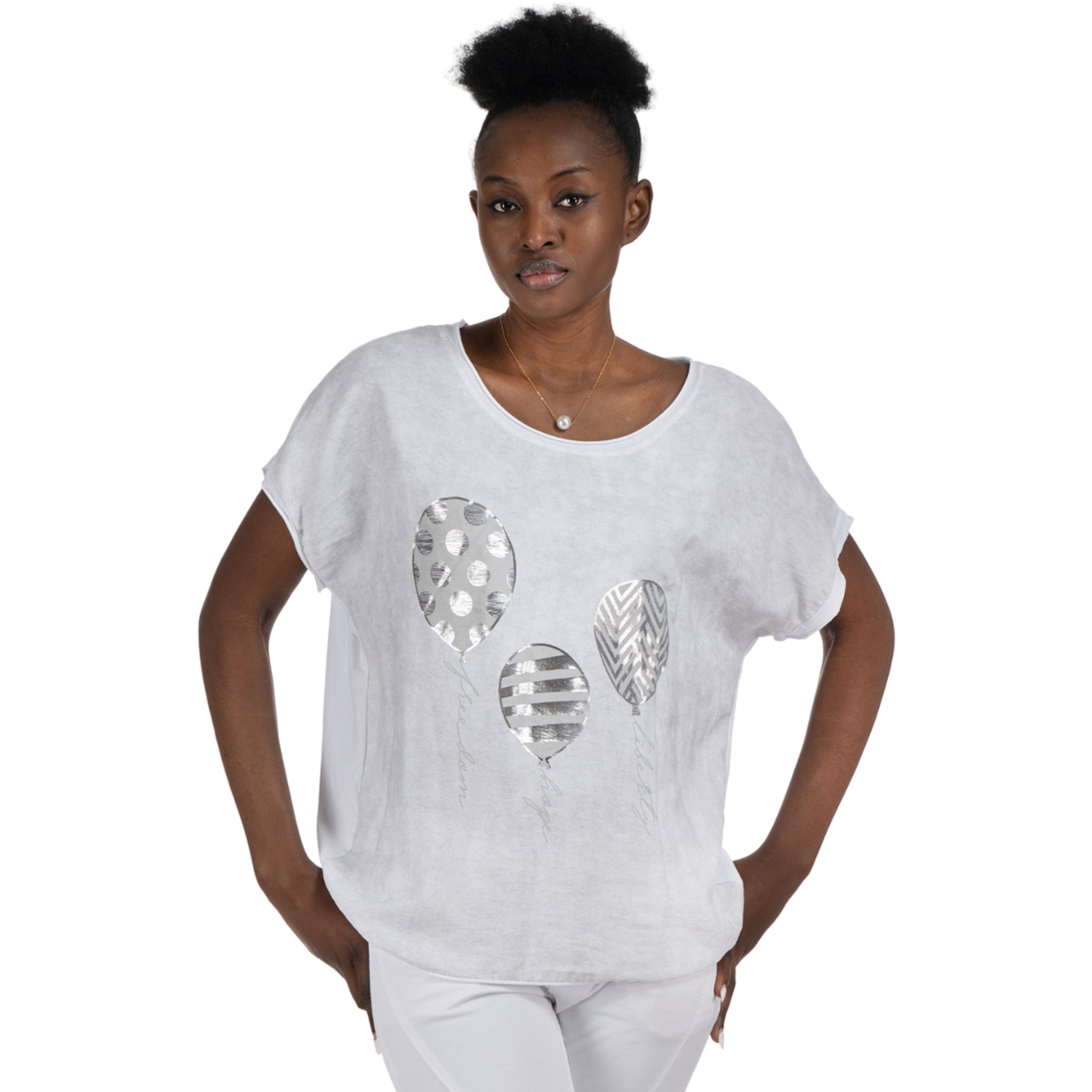 2-Textured multi balloon print foil top