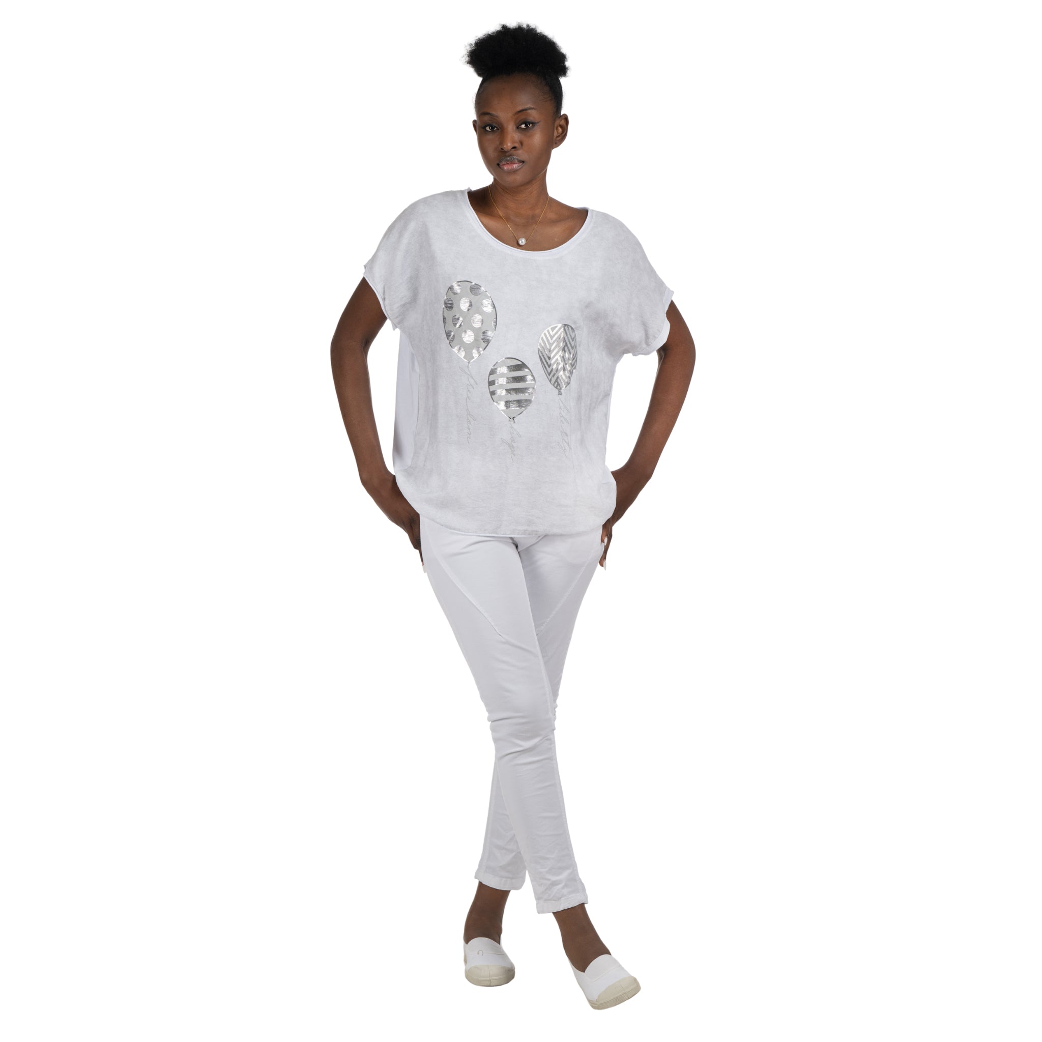 2-Textured multi balloon print foil top