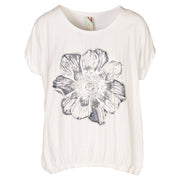 2-Textured foil print elastic waist top