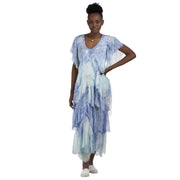 Sequin trim ombre tiered silky dress