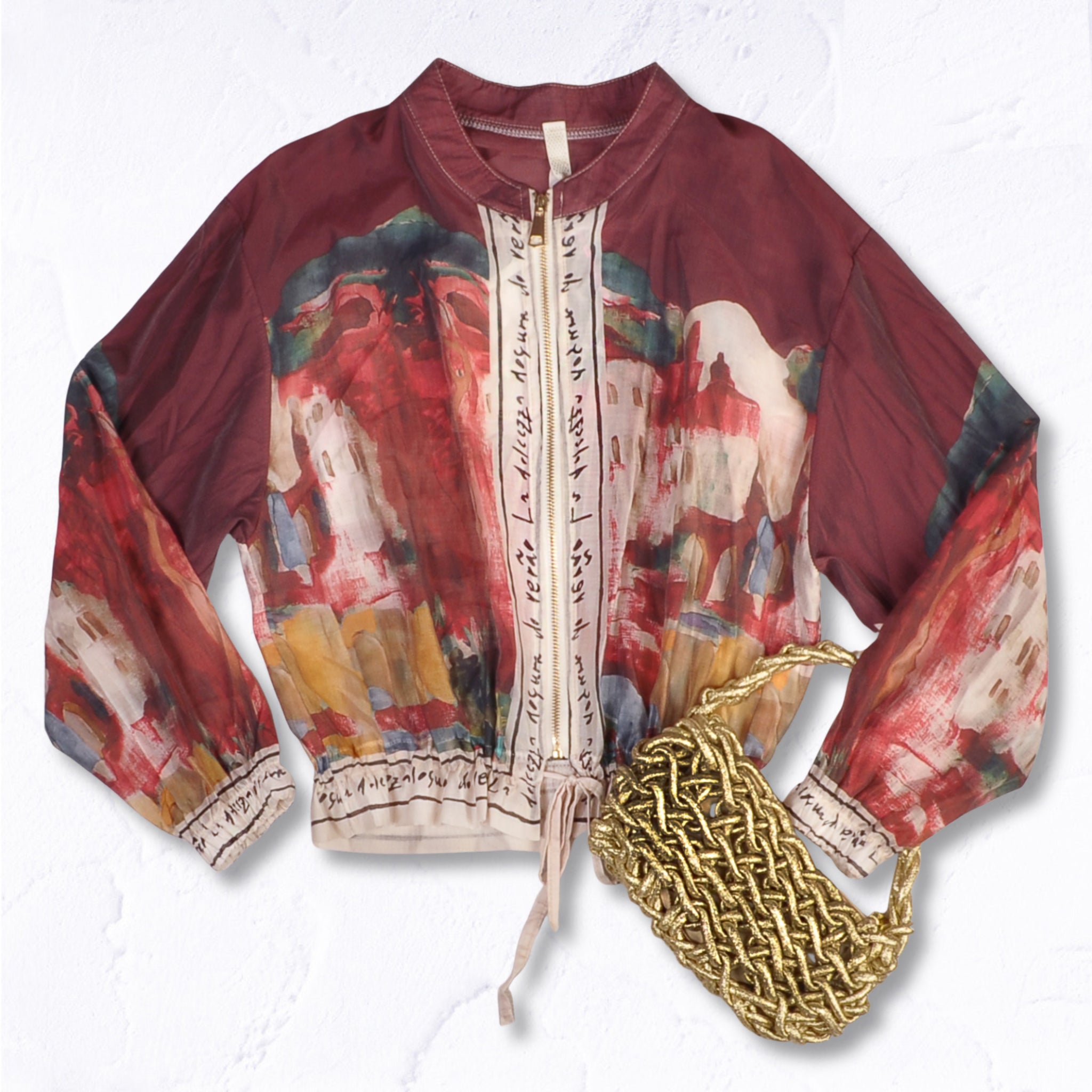 Washed print bomber jacket