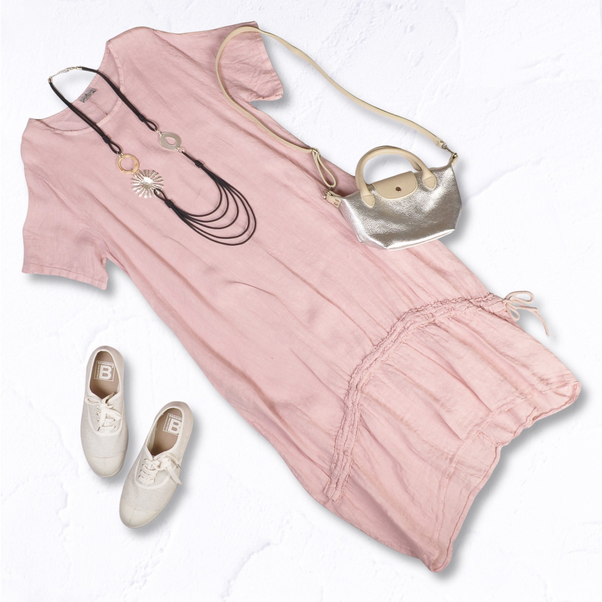 100% Linen drawstring maxi dress