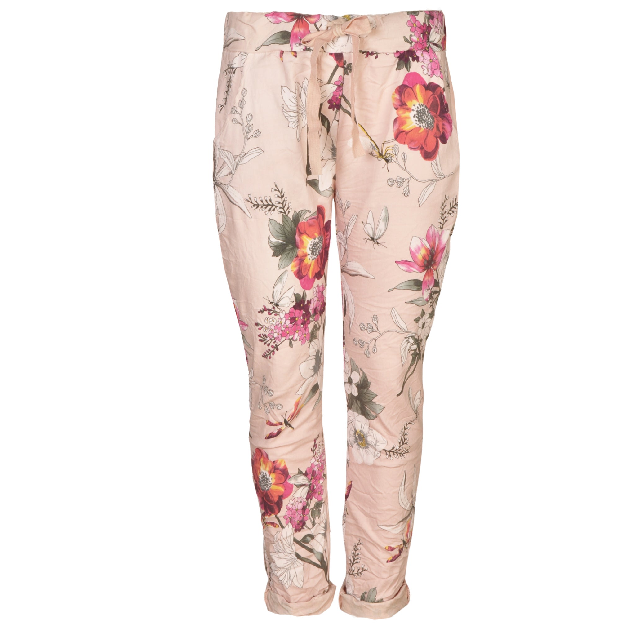 Dragonfly floral print pants