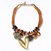 Giant heart multi string choker