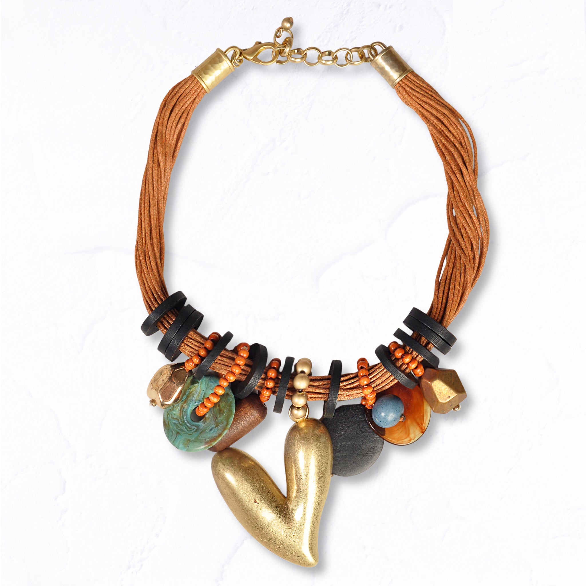 Giant heart multi string choker