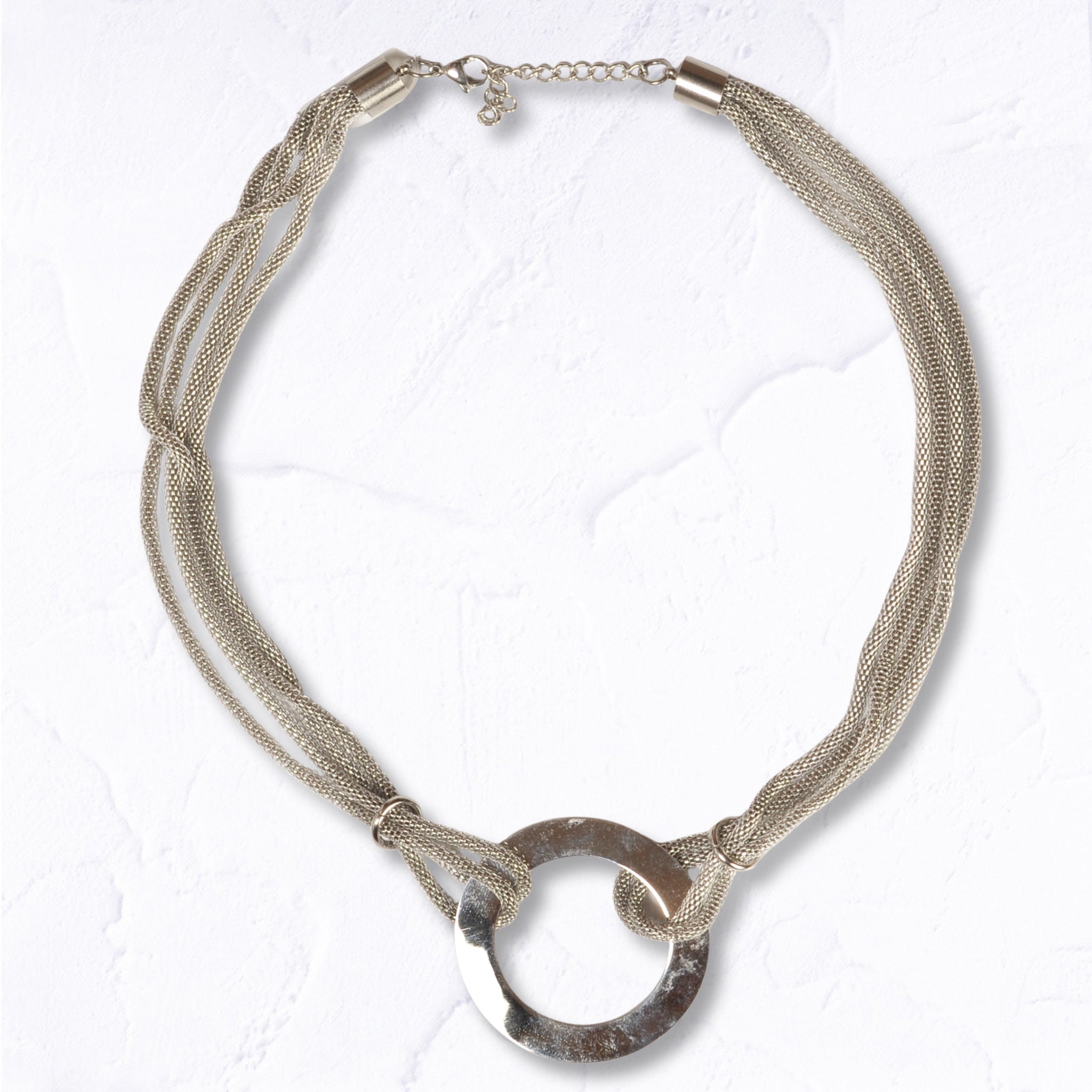 Giant circle mesh necklace