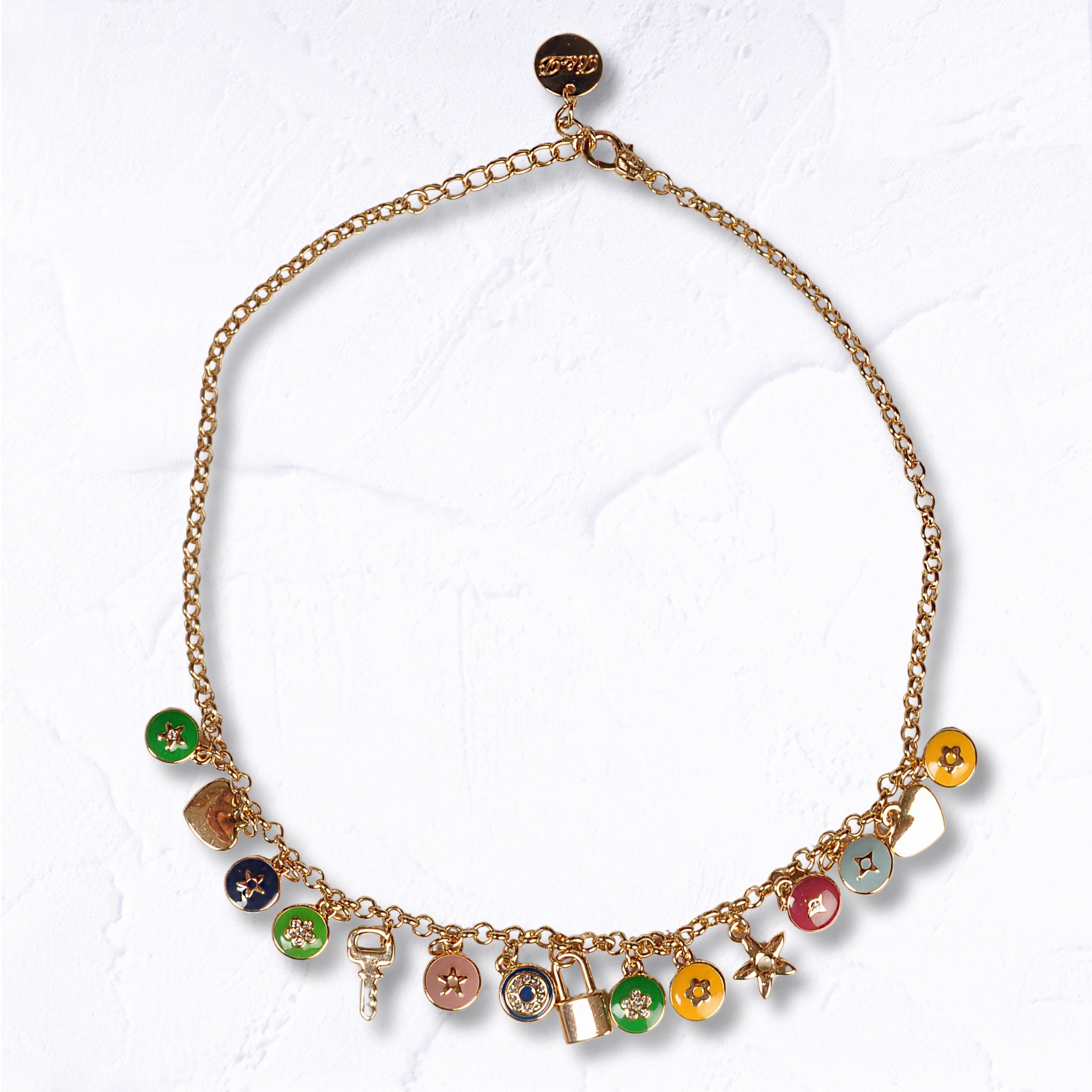 Coloured charm necklace