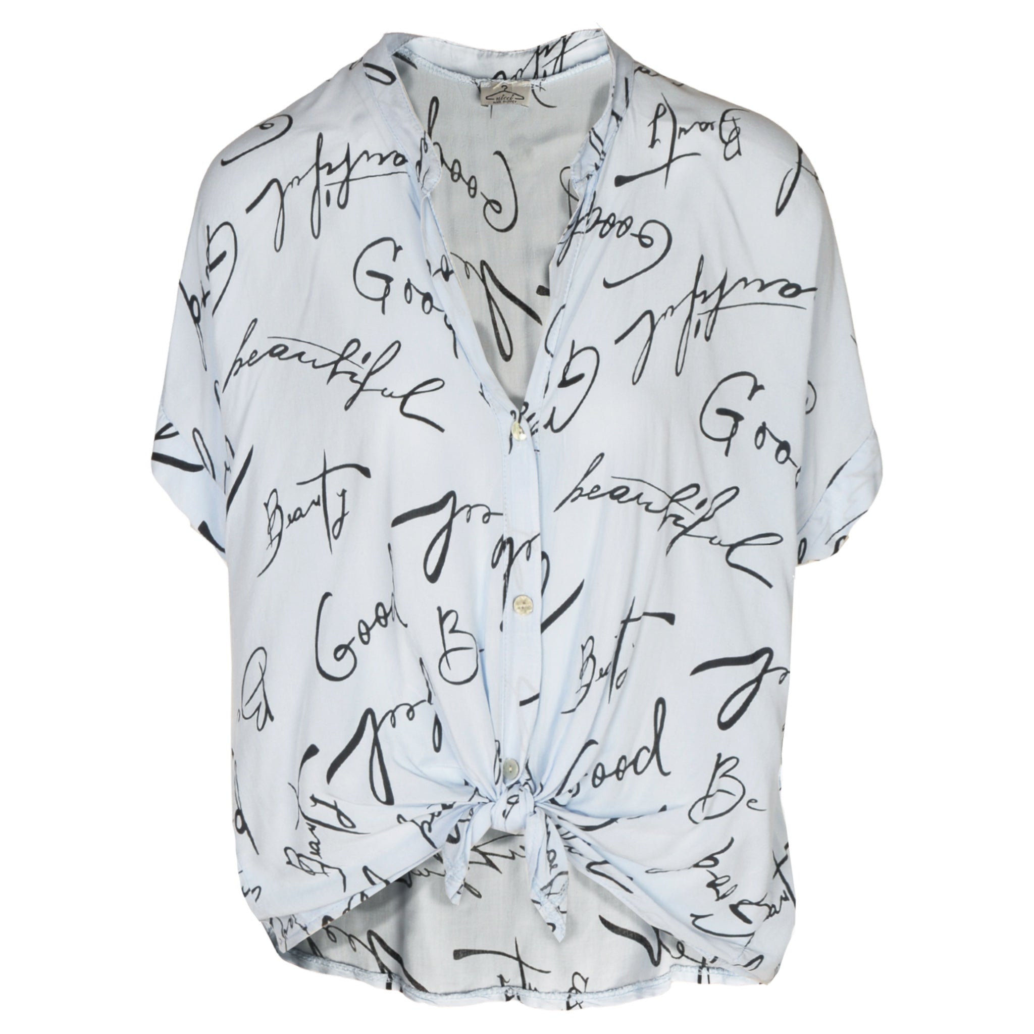 Beautiful word print short sleeve shirt