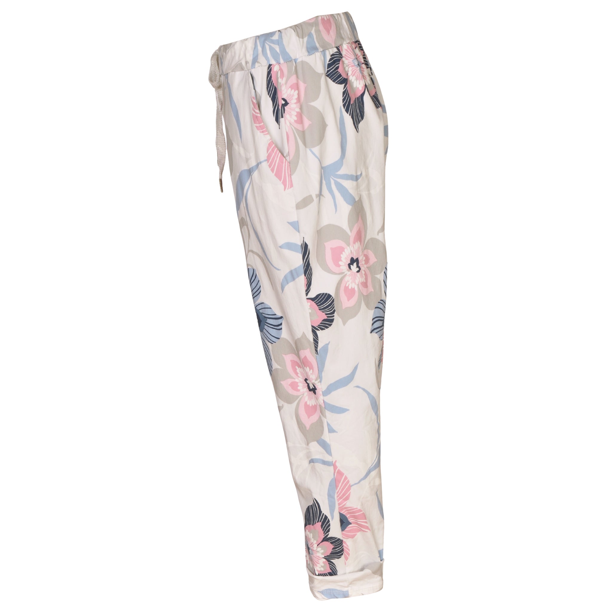 Pink floral print pants