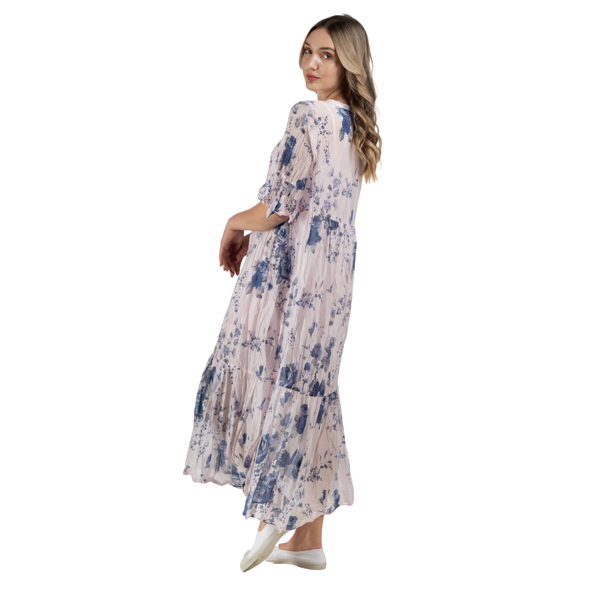 Double layer floral tiered maxi dress