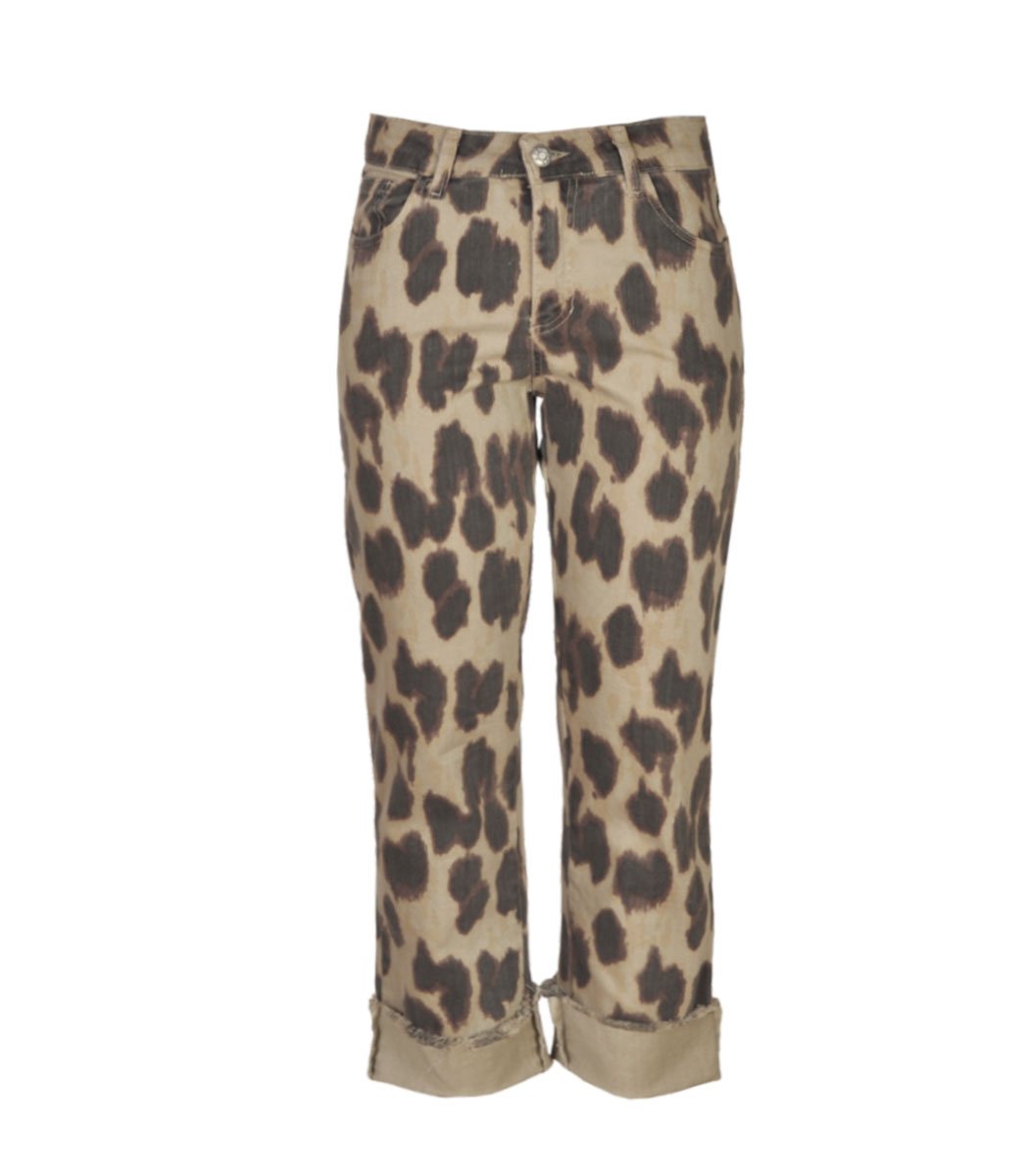 2-Textured animal print pants