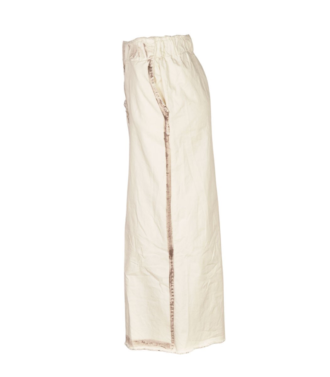 Raw-edge paint stripe skirt.