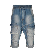 Cargo harem denim shorts