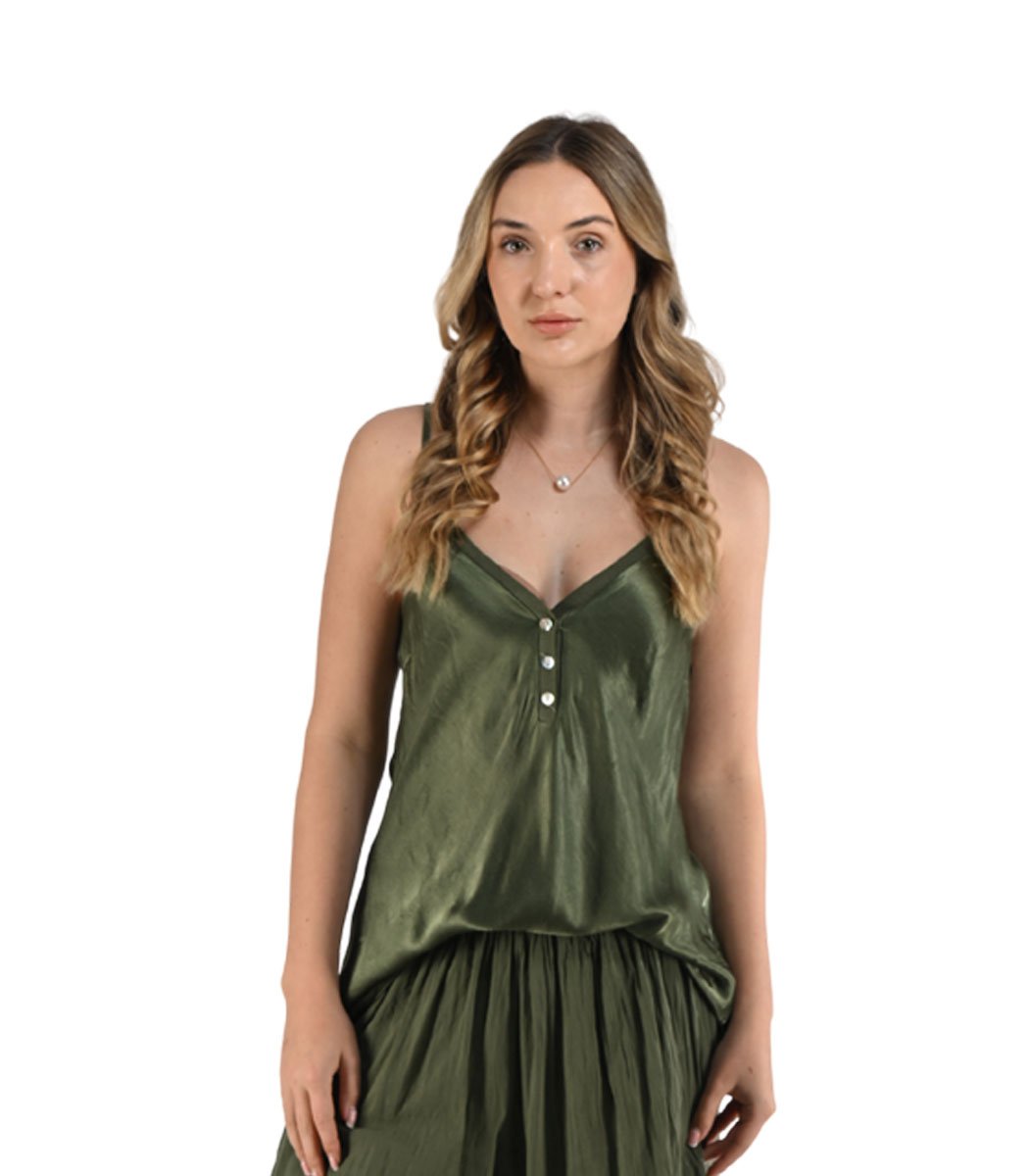 Ribbed border silky cami