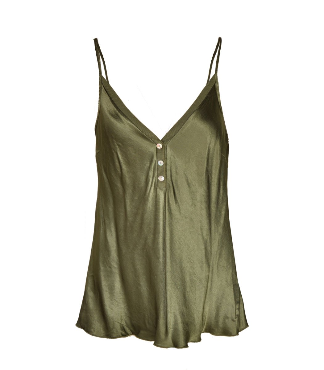 Ribbed border silky cami