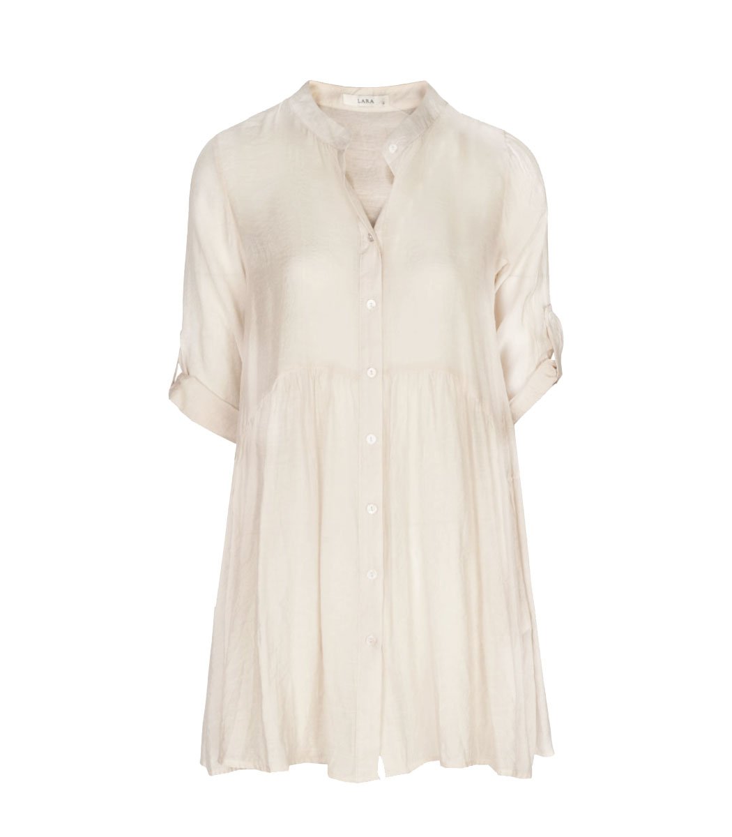 Frill sheer long shirt
