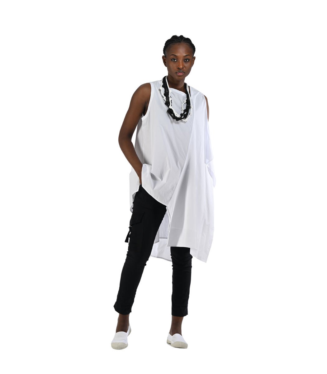 Asymmetrical panel tunic top