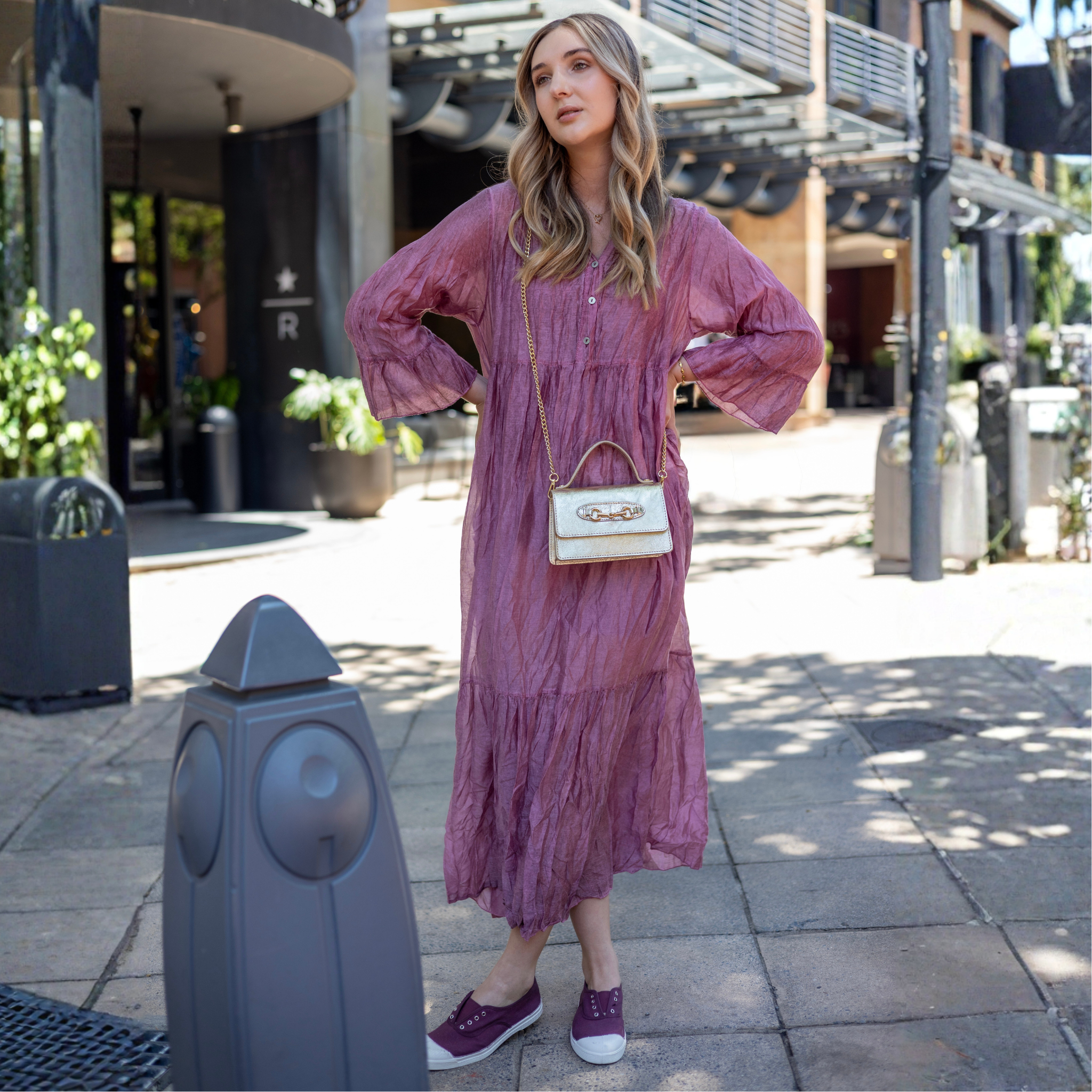 Overdyed double layer silky dress