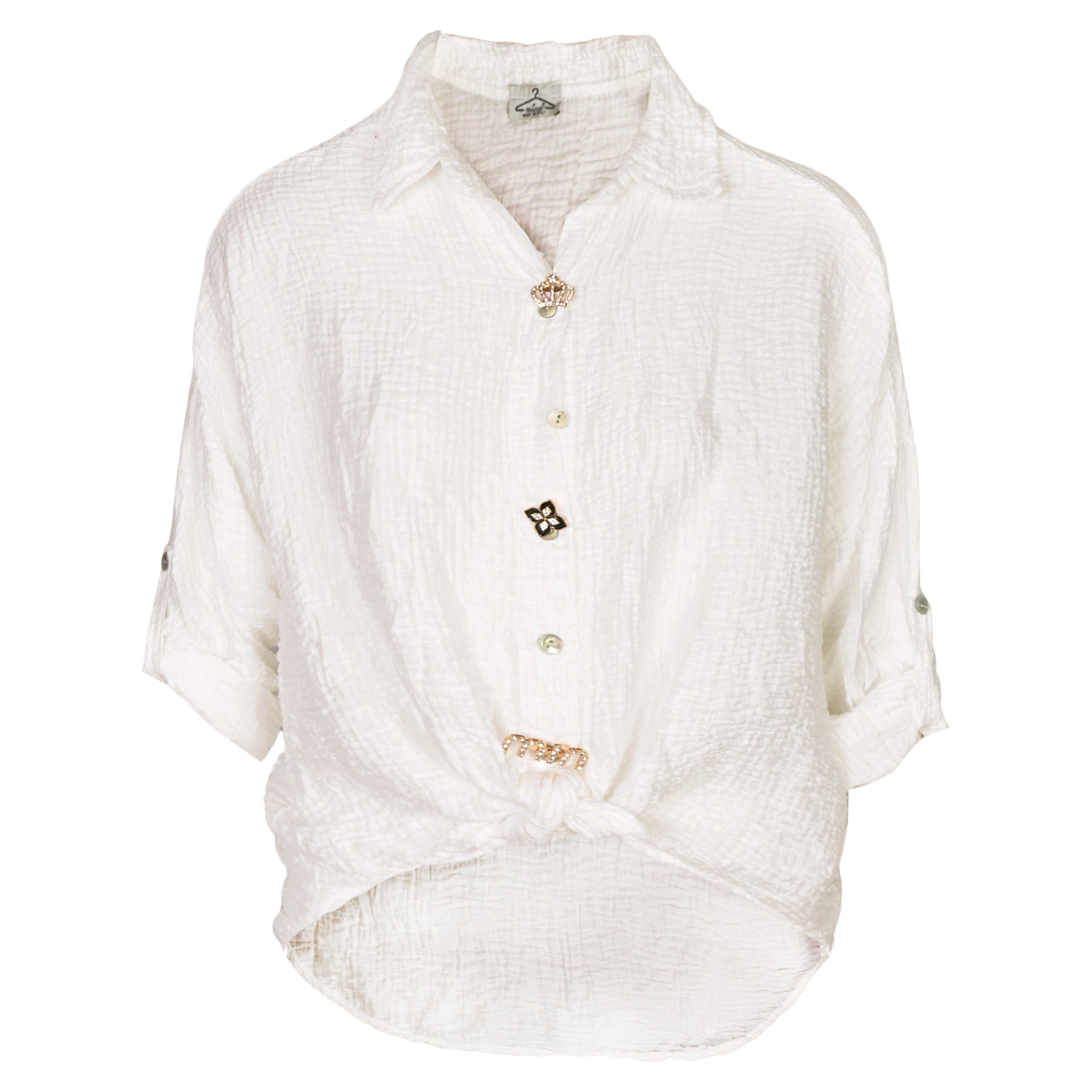 Multi brooch crushed shirt