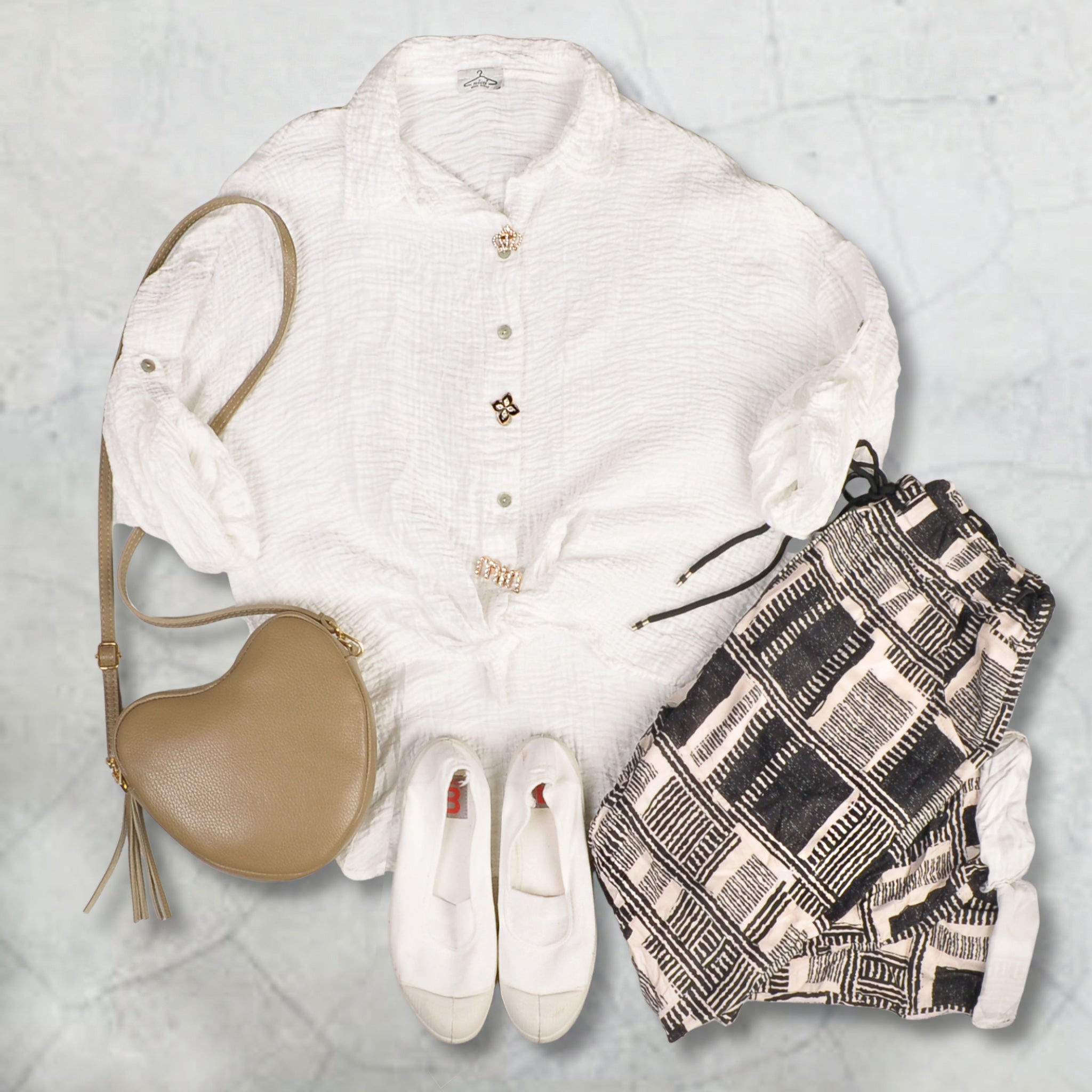 Multi brooch crushed shirt