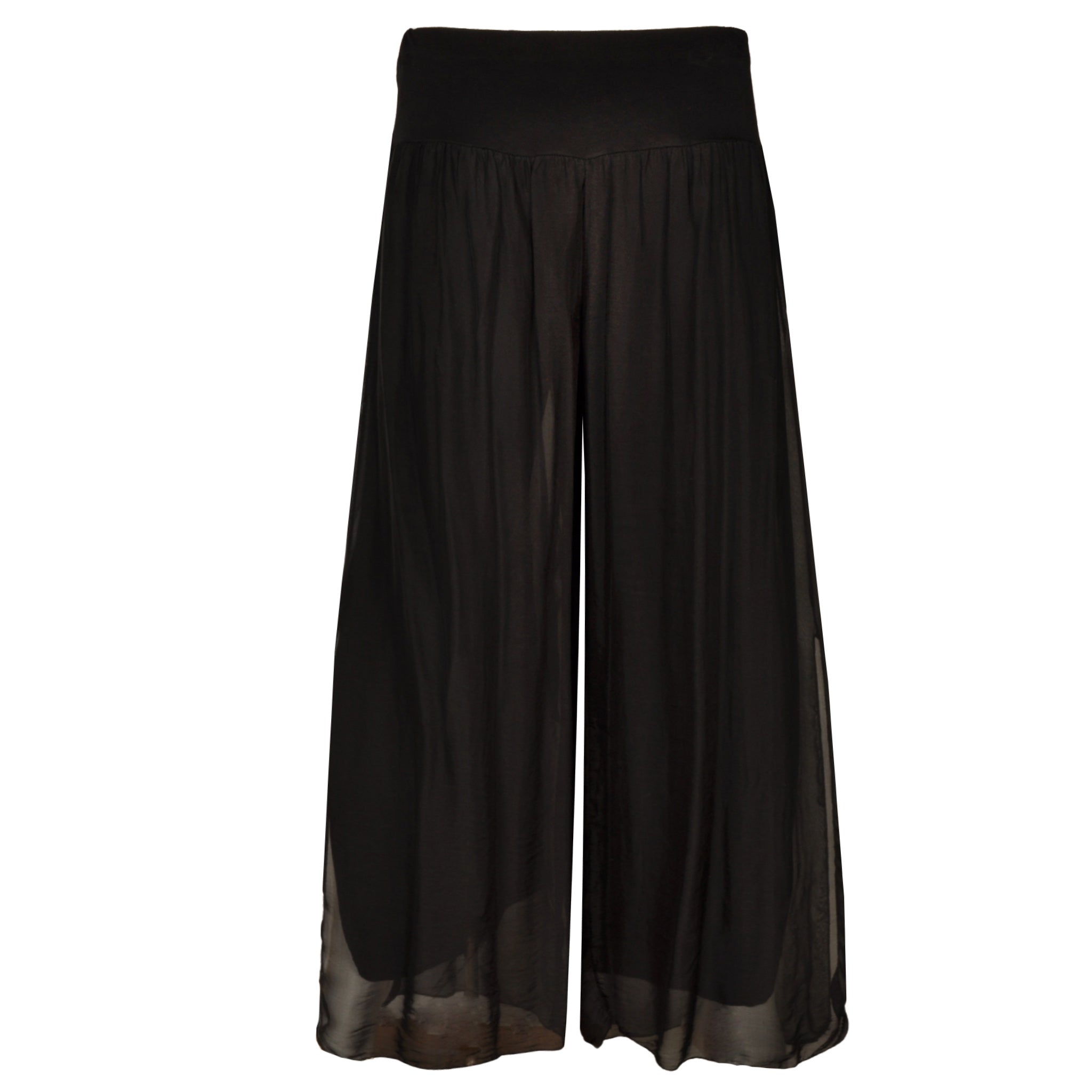 Double layer silky wide leg pants