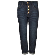 Floral resin button jeans