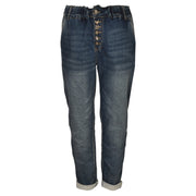Multi diamante shape button jeans