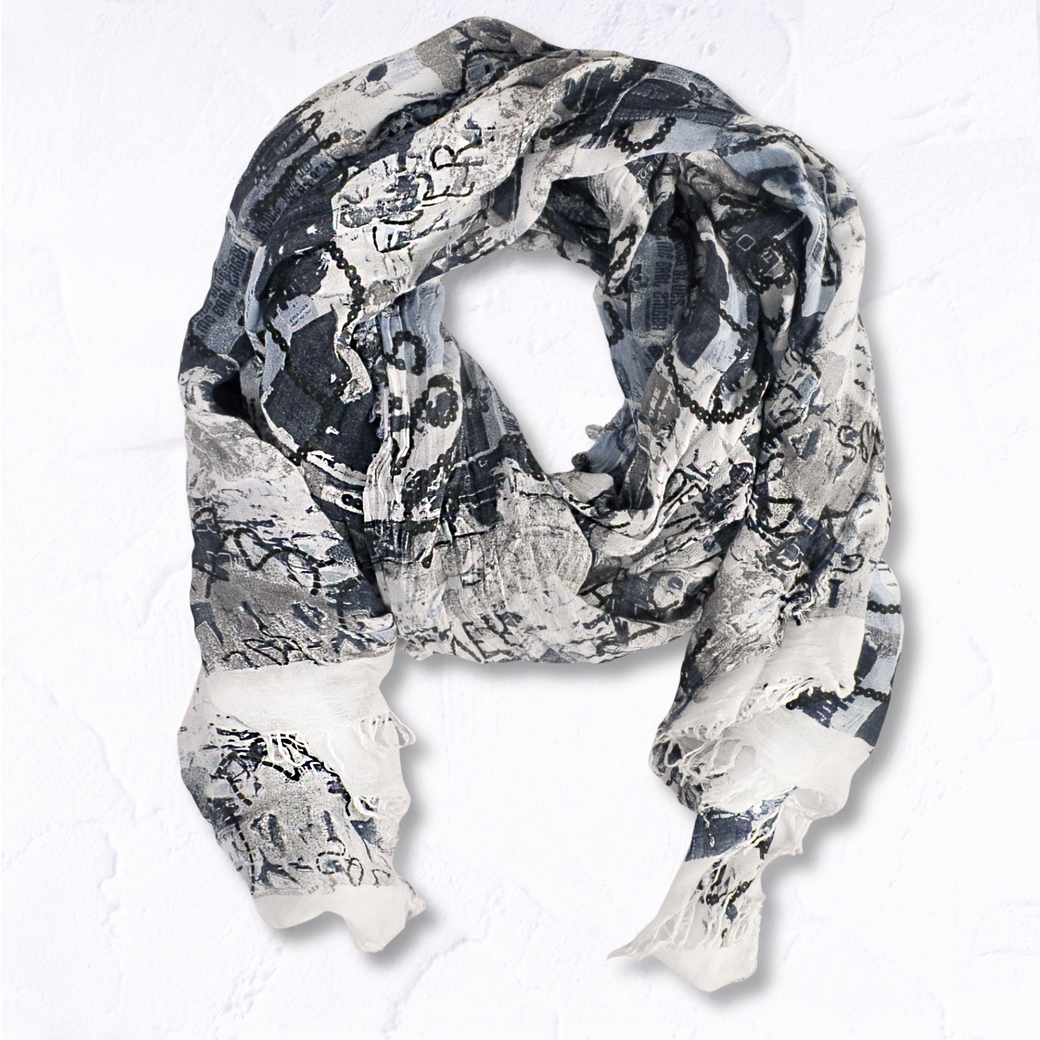 Numbers peace sign print scarf