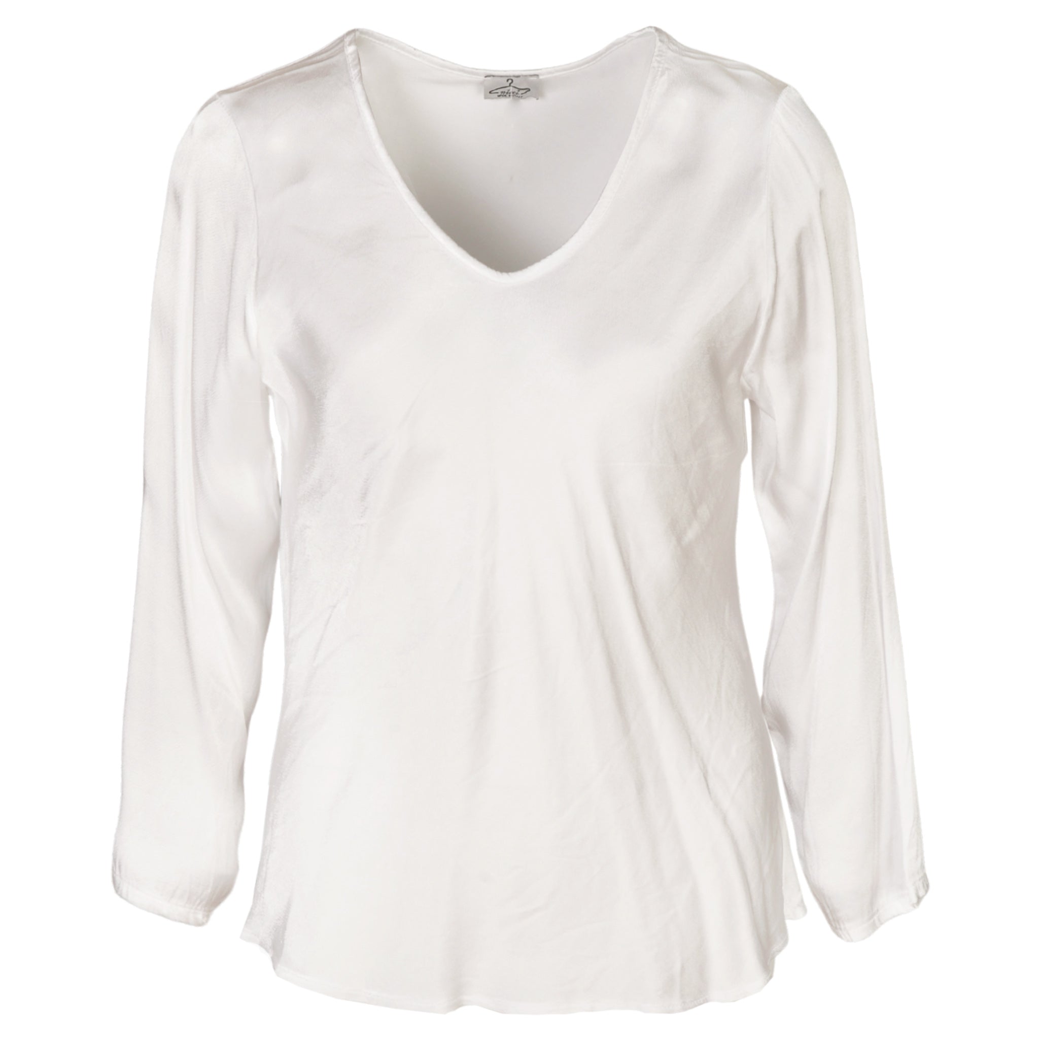 Long sleeve v-neck silky top