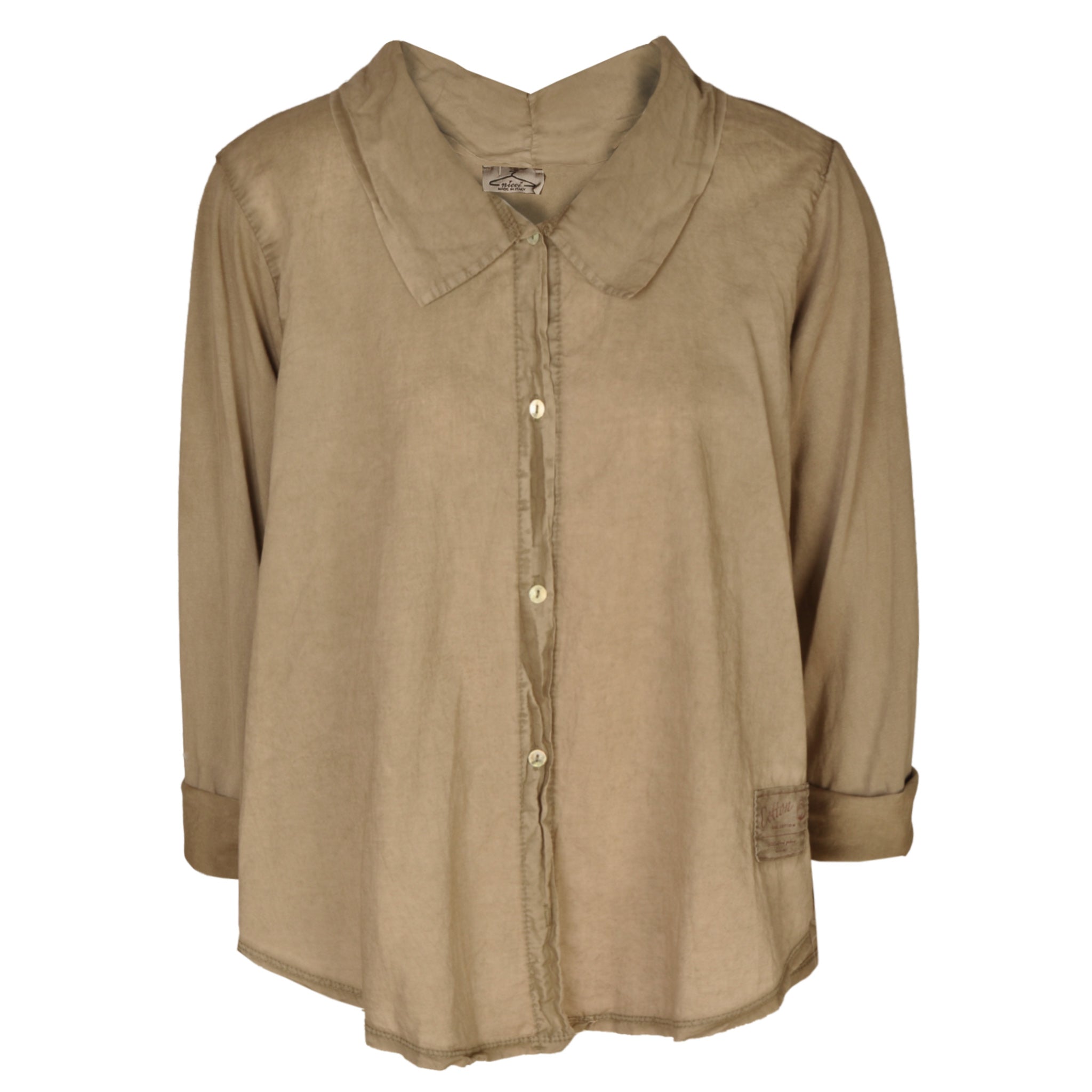 2-Textured collared overdyed shirt