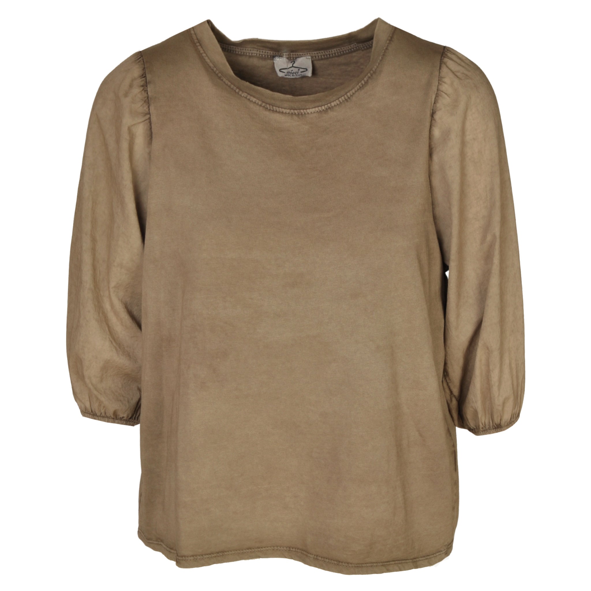 2-Textured puff sleeve overdyed top