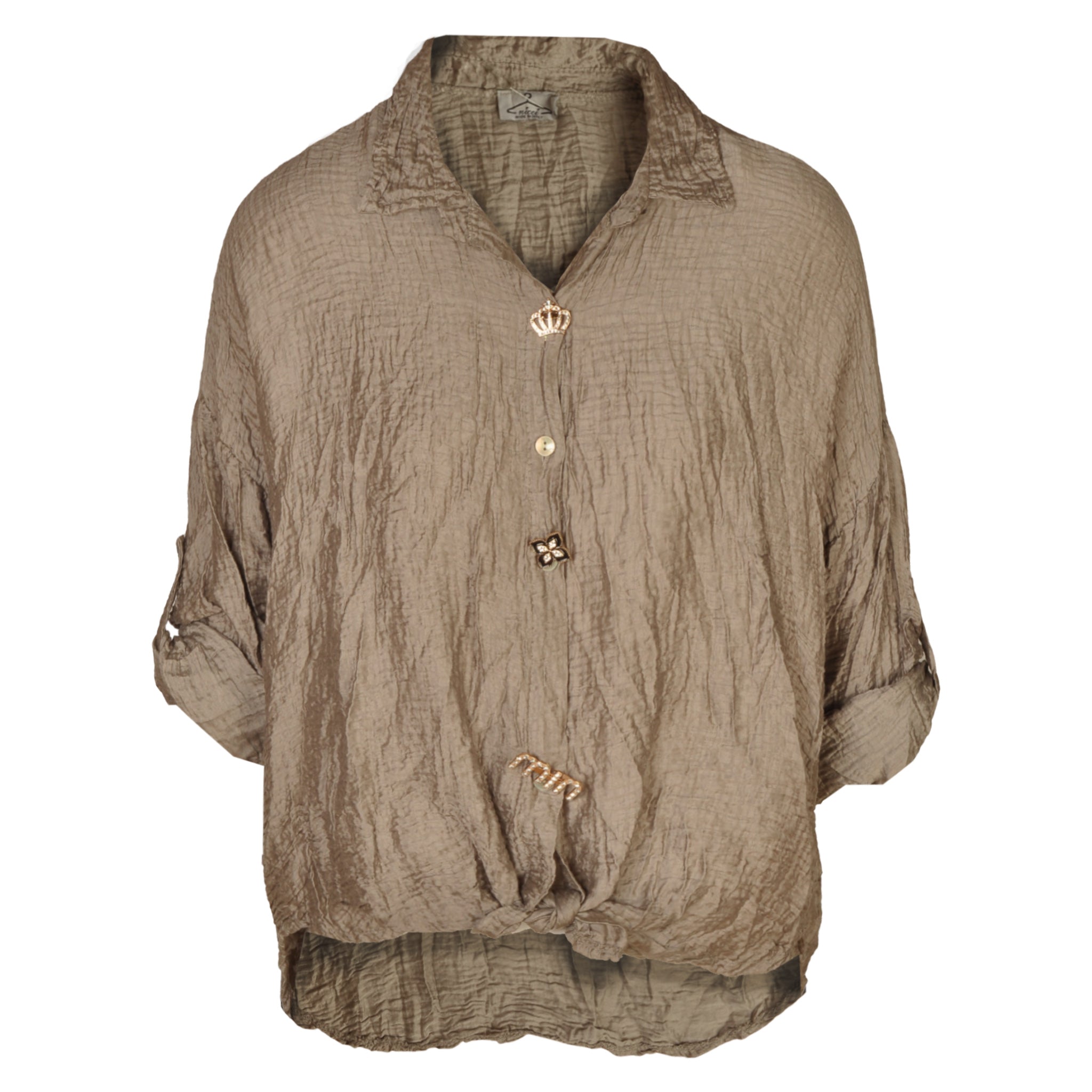 Multi brooch crushed shirt