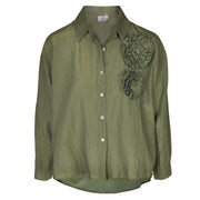 Rosette detail shimmer shirt