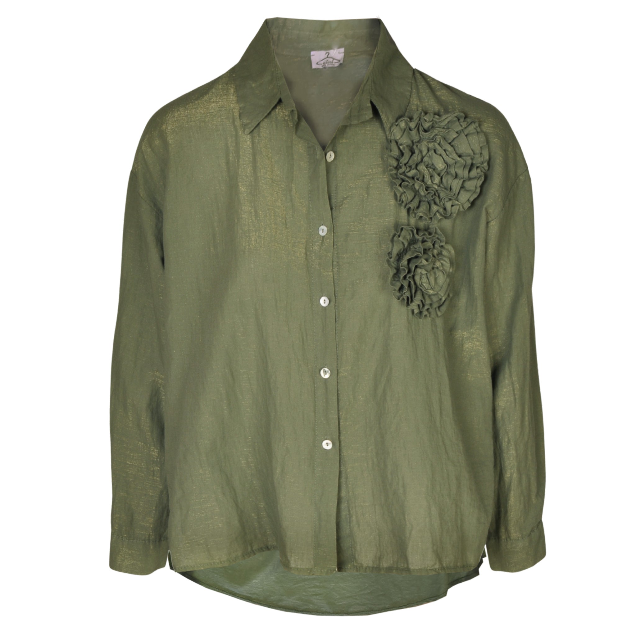 Rosette detail shimmer shirt