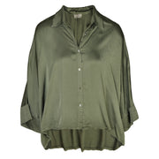 Oversized batwing silky shirt