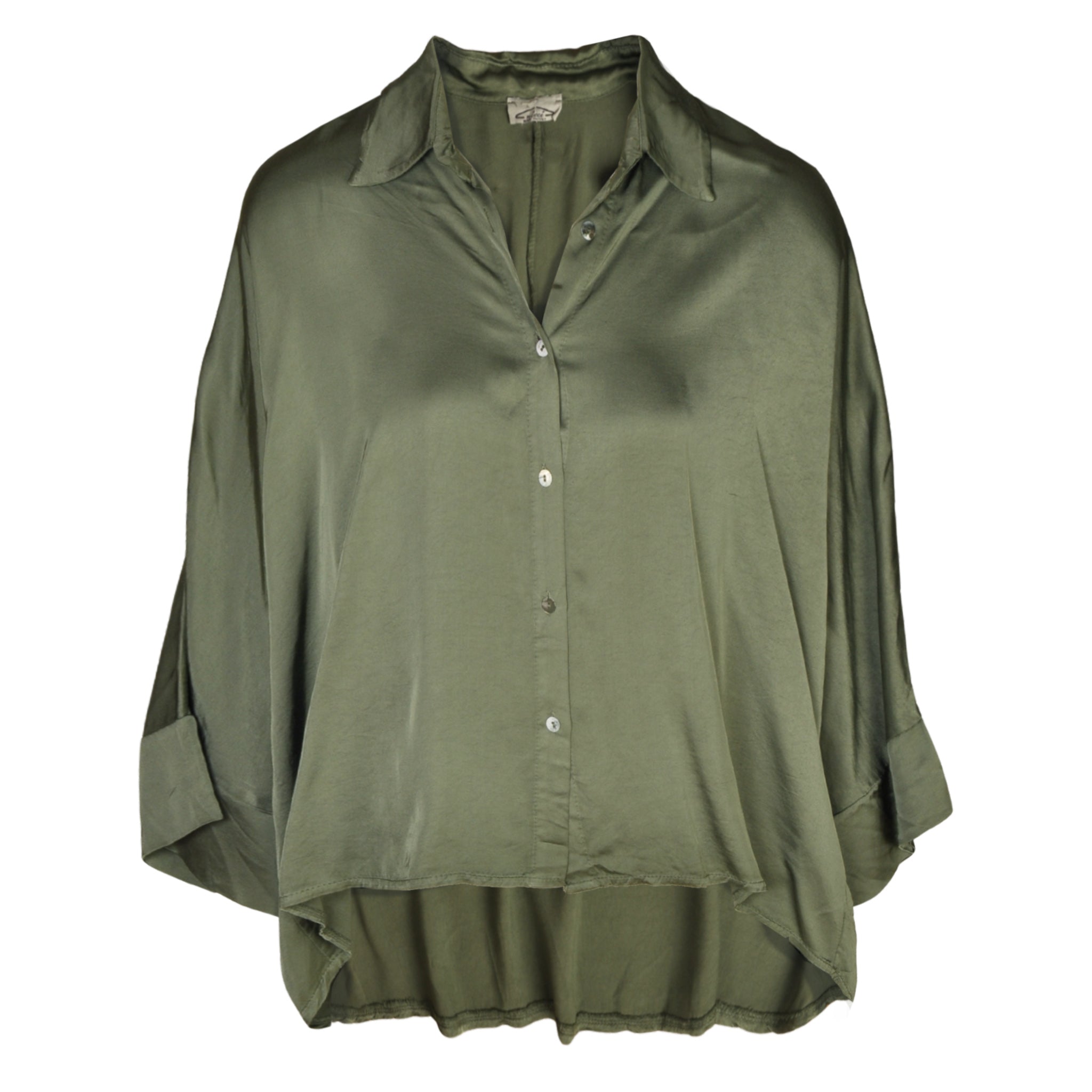 Oversized batwing silky shirt
