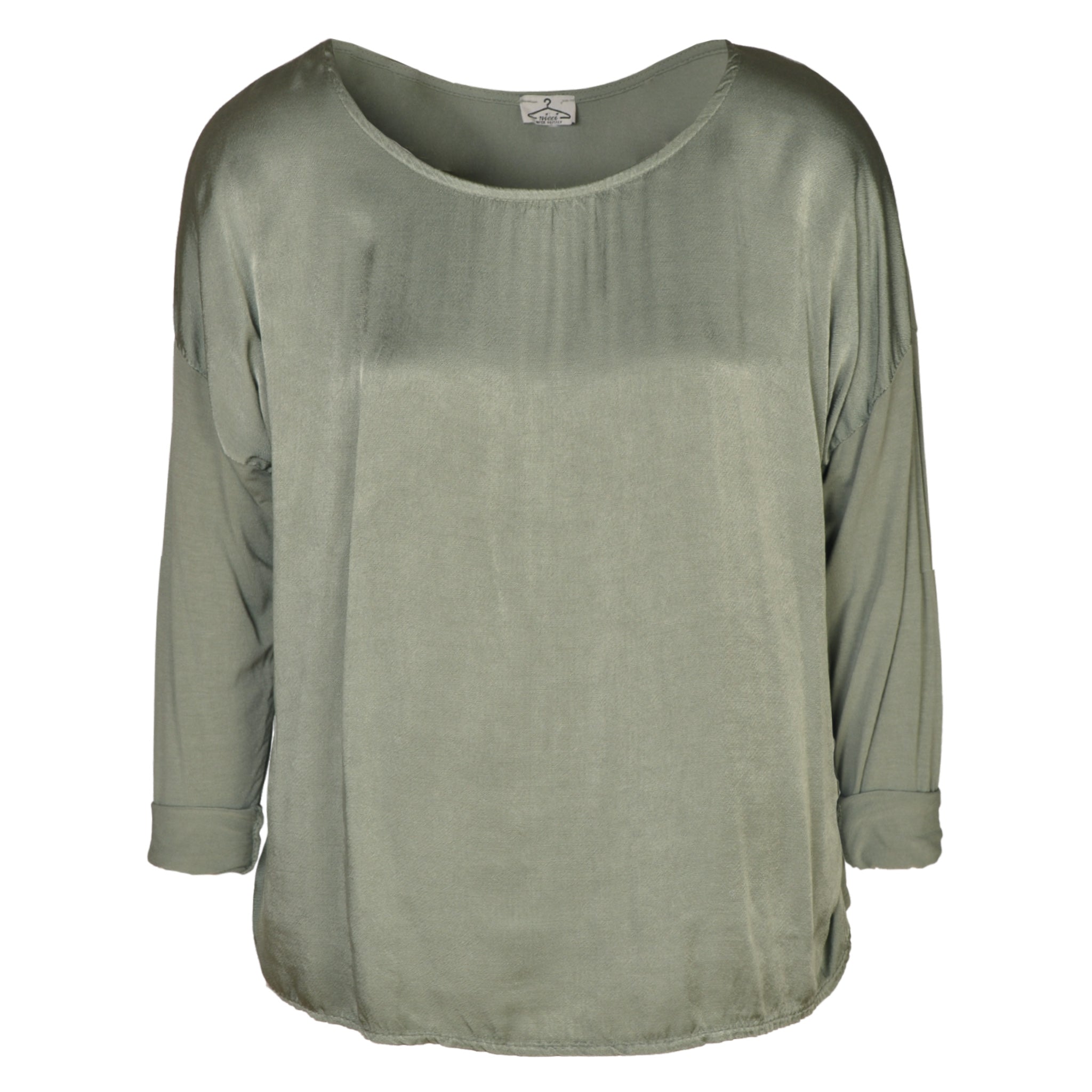 2-Textured long sleeve silky top