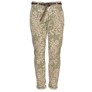 Belted animal star print pants