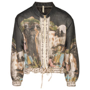 Washed print bomber jacket