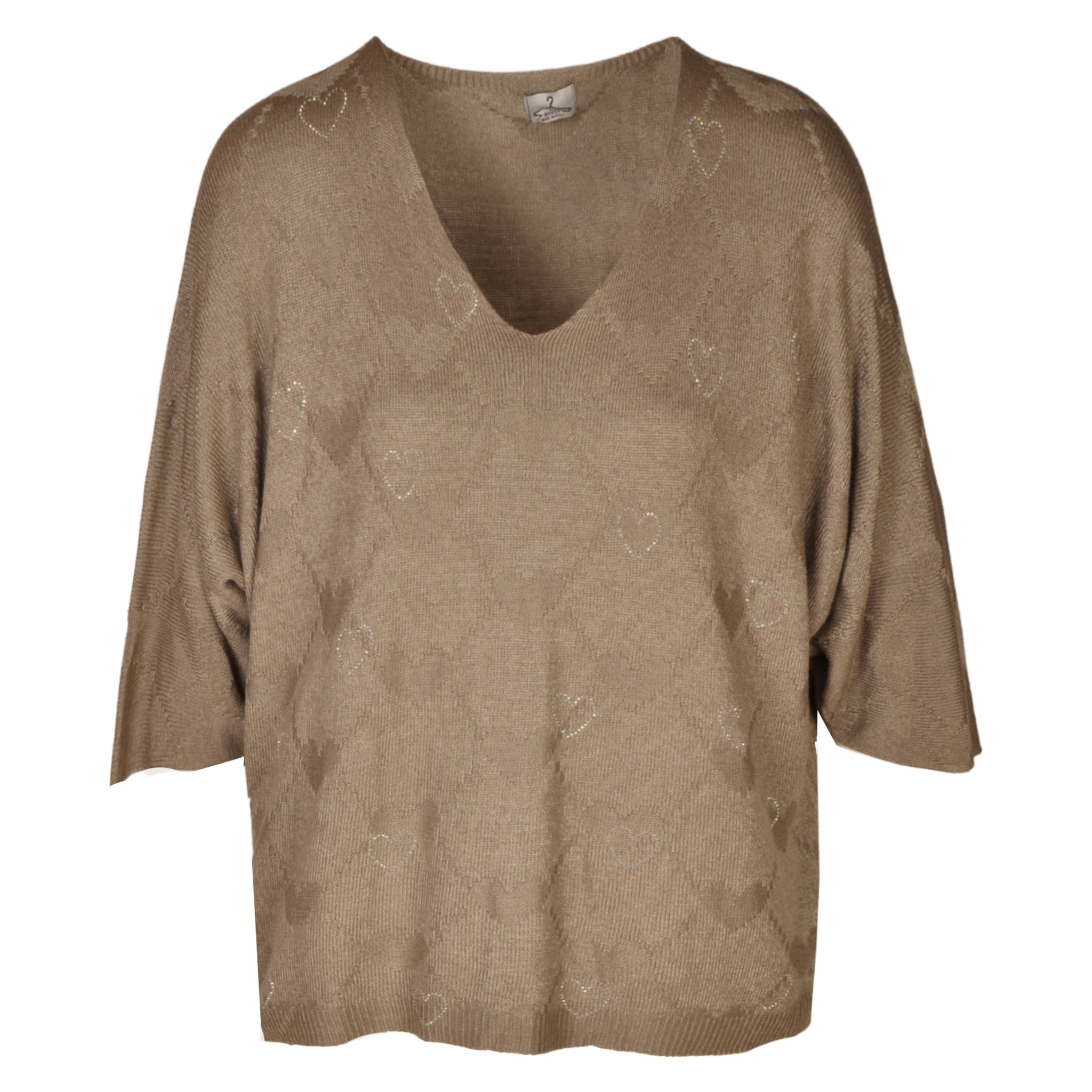 Multi diamante heart knit top