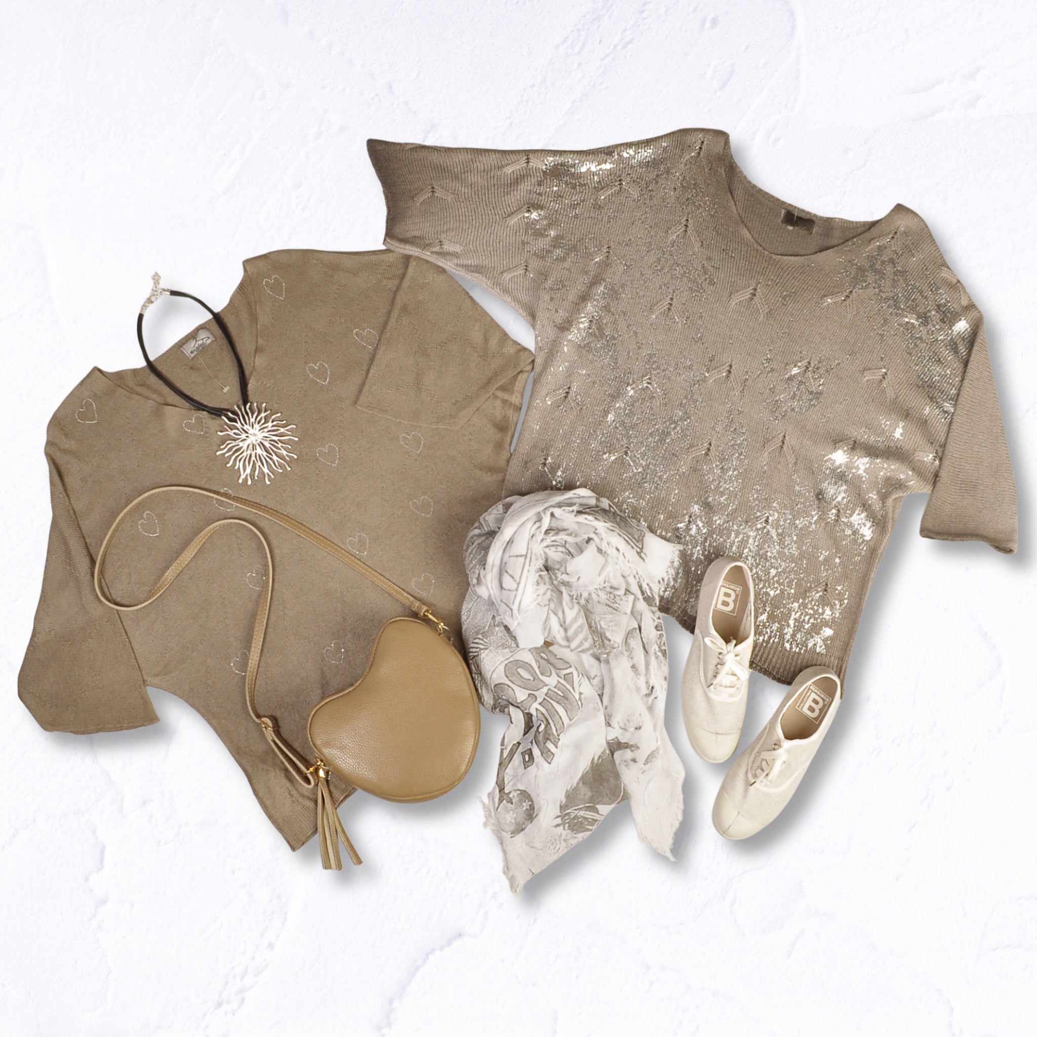 Multi diamante heart knit top