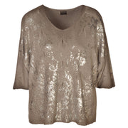 Silver foil print overdyed top