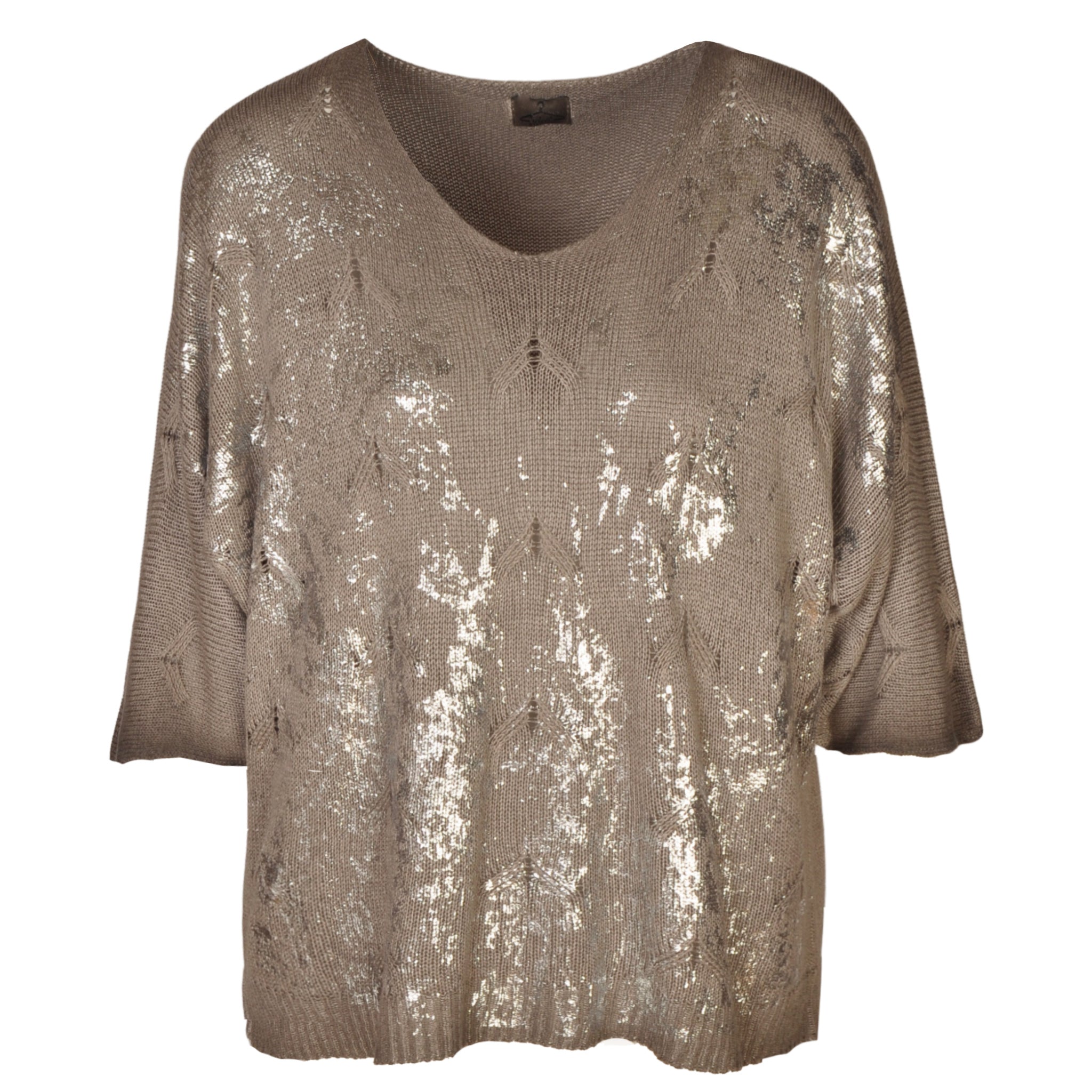 Silver foil print overdyed top